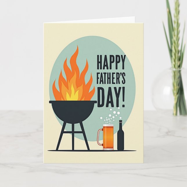 Joyeuse Fête des Pères Flames Carte (Devant)