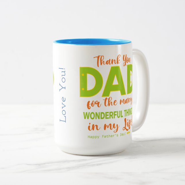 ✨Joyeuse fête des Pères Merci Papa Mug Deux Tons (Devant droit)