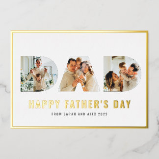 Joyeuse fête des Pères PAPA Carte à feuille d'or a