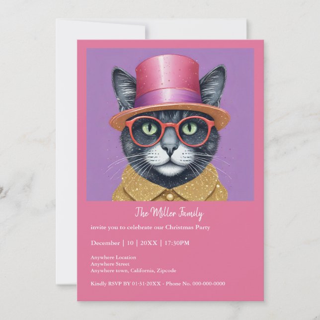 Joyeuse fête du Nouvel An - Chat déguisé (Devant)