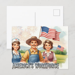 Joyeuse fête du travail avec carte postale