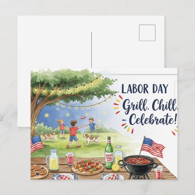 Joyeuse fête du travail avec carte postale (Devant / Derrière)