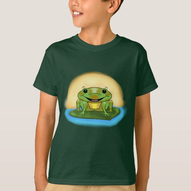 Joyeuse grenouille flottant sur un T-shirt garçon  (Devant)