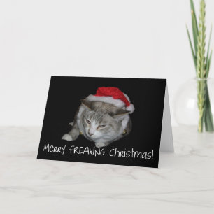 Joyeuse grosse carte de Noël Freaking de chat de
