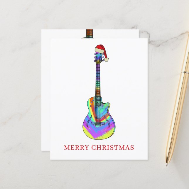 Joyeuse guitare de Noël budget coloré (Devant/Arrière en situation)
