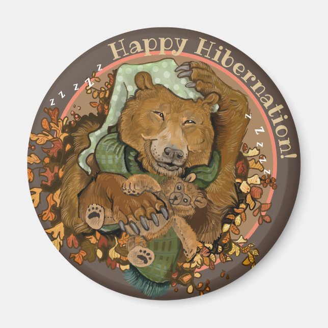 Joyeuse hibernation Cendly Bear Magnet (Devant)