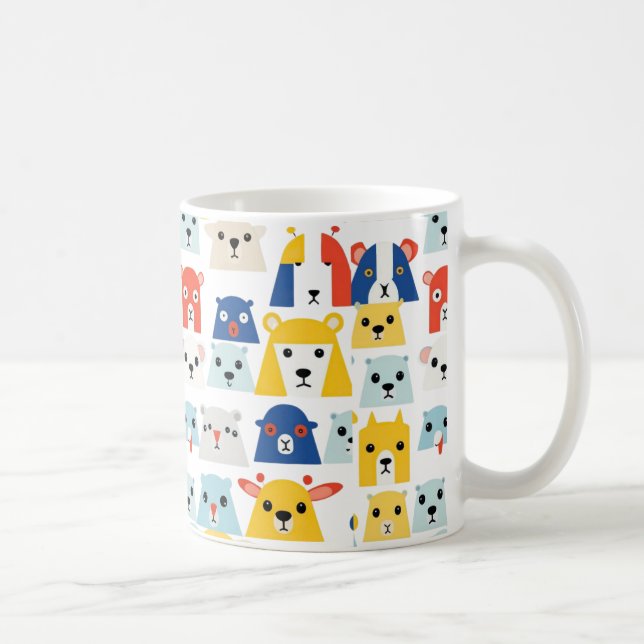 Joyeuse Jungle Adorable Animal Visages Mug (Droite)