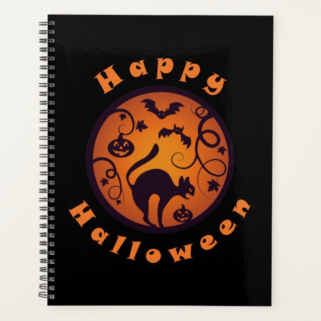 Joyeuse lanterne d'Halloween araignées et chauves- (Devant)
