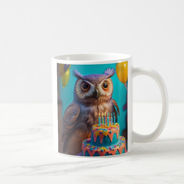 Joyeuse Mug d'anniversaire (hibou) (Droite)