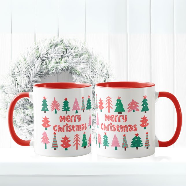 Joyeuse Mug de Noël avec de mignons arbres de Noël (Merry Christmas Mug with cute Christmas Trees)