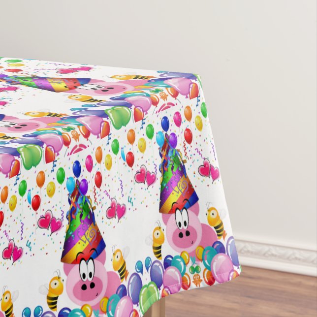 Joyeuse nappe d'anniversaire Pink Pigs Bumblebee (In Situ)
