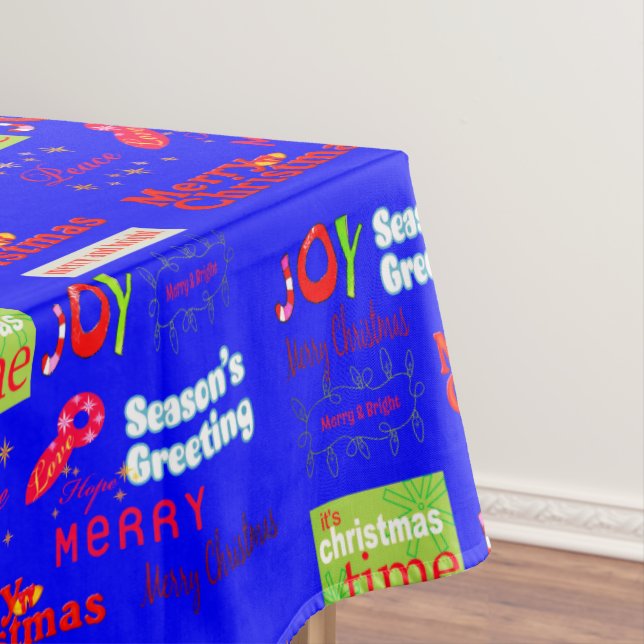 Joyeuse nappe de Noël, bleu Joyeuses Fêtes (In Situ)