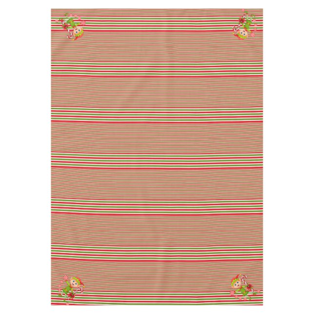 Joyeuse nappe de Noël, Elf Stripe Vert Rouge (Devant)