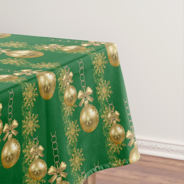 Joyeuse nappe de Noël, Gold Balls Green (In Situ)