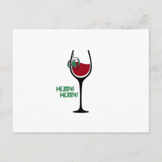 Joyeuse petite carte postale en verre de vin de