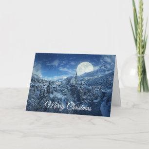 Joyeuse Pleine lune de Noël Carte de nuit neige