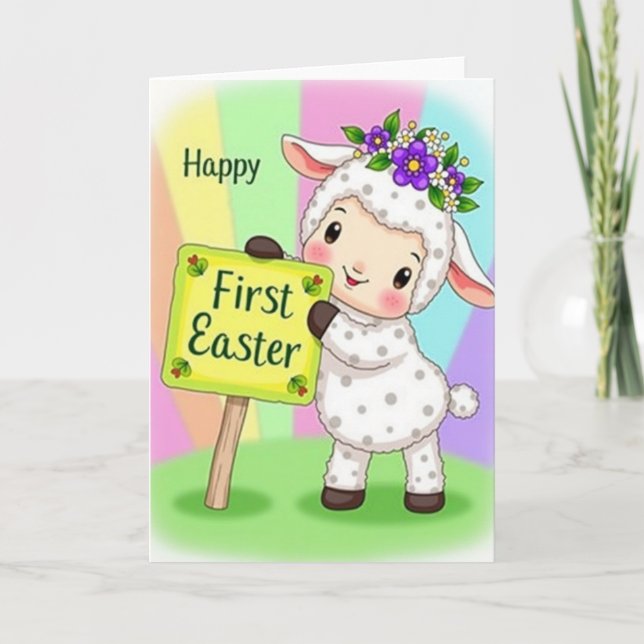 Joyeuse Première Carte de l'Agneau de Pâques (Devant)