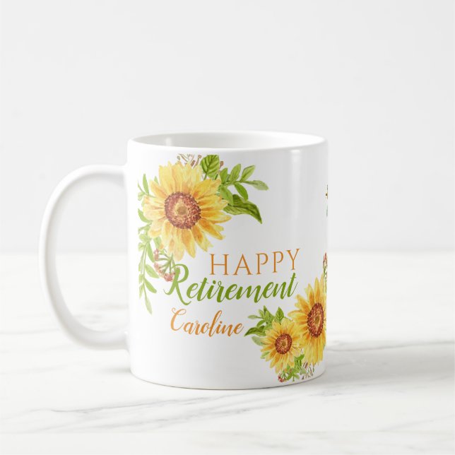 Joyeuse retraite florale personnalisée Mug blanc (Gauche)