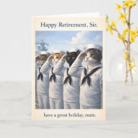 Joyeuse retraite, monsieur. Carte de salut de chat