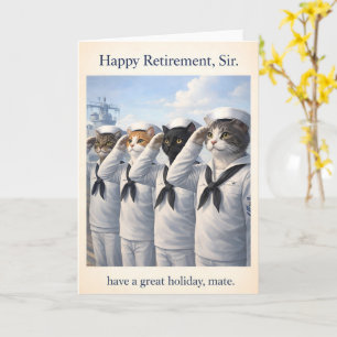 Joyeuse retraite, monsieur. Carte de salut de chat