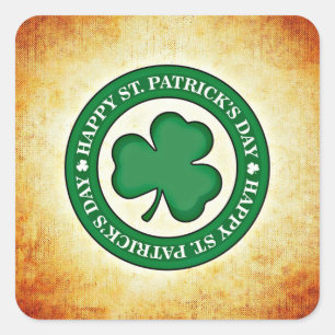 Joyeuse Saint-Patrick Carré Autocollant Trèfle