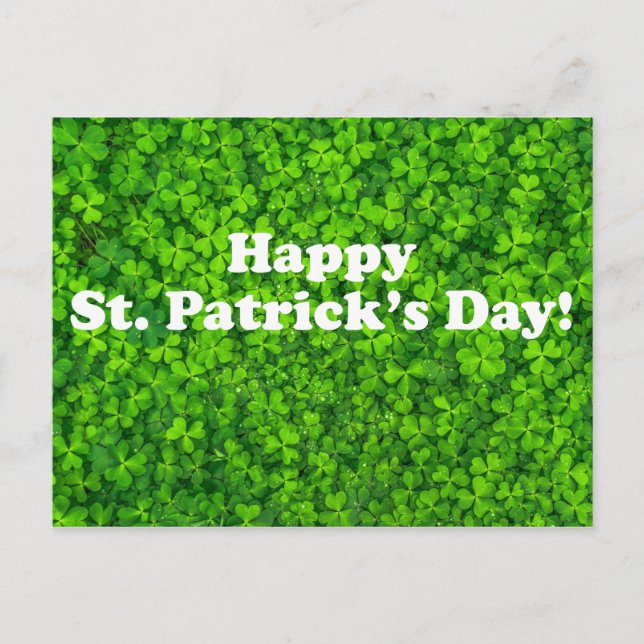 Joyeuse Saint-Patrick! Carte postale Champ de trèf (Devant)