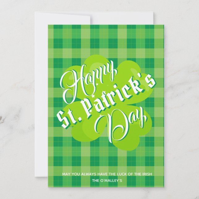 Joyeuse Saint-Patrick Vert Tartan Trèfle Chanceux (Devant)