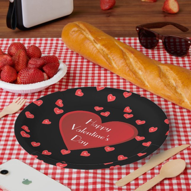 Joyeuse Saint-Valentin Assiette en Papier Cœur Rou (Pique-nique)