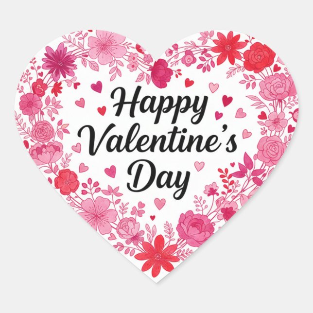 Joyeuse Saint-Valentin Autocollant Rond Classique  (Devant)