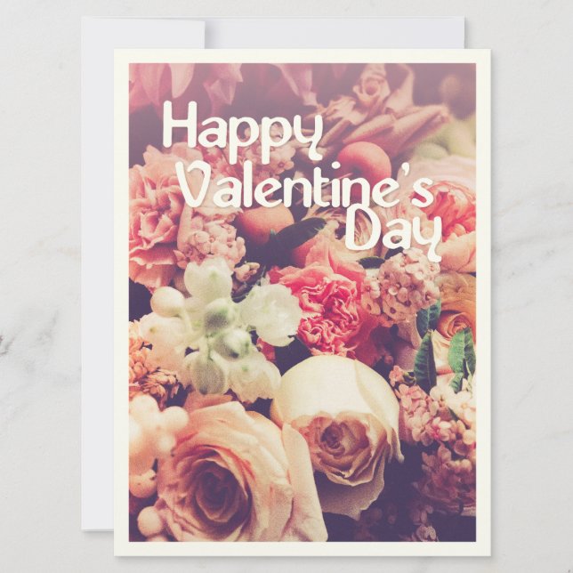 Joyeuse Saint-Valentin avec bouquet de fleurs vint (Devant)