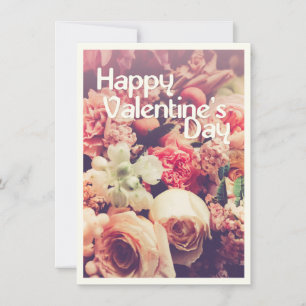 Joyeuse Saint-Valentin avec bouquet de fleurs vint