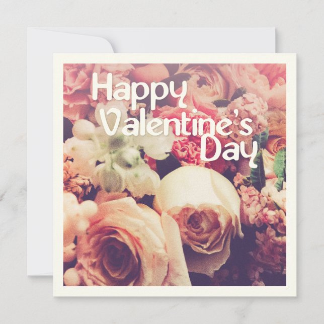 Joyeuse Saint-Valentin avec bouquet de fleurs vint (Devant)