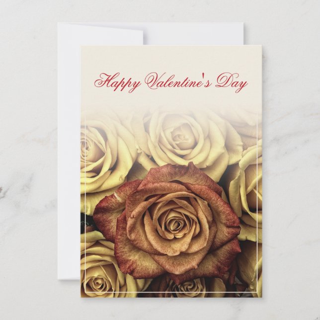 Joyeuse Saint-Valentin avec bouquet de roses jaune (Devant)