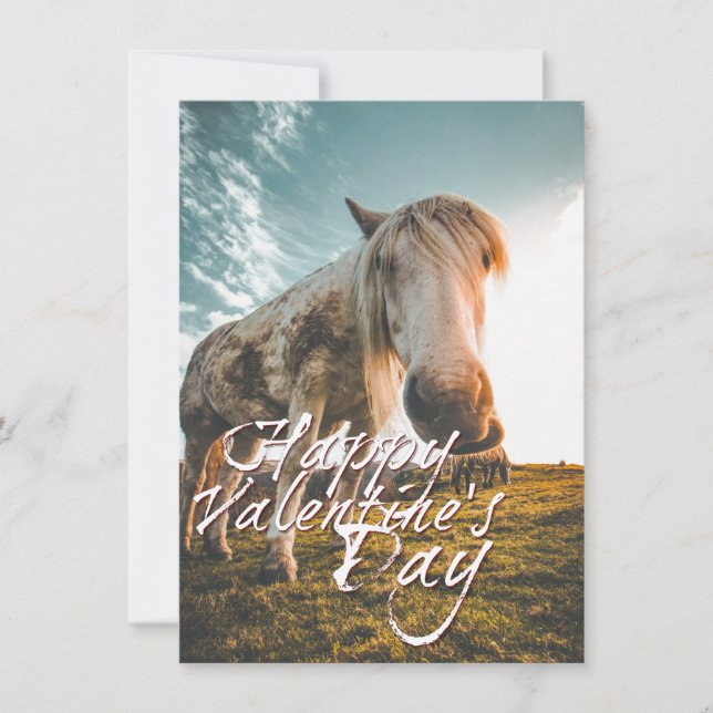 Joyeuse Saint-Valentin avec cheval regardant (Devant)