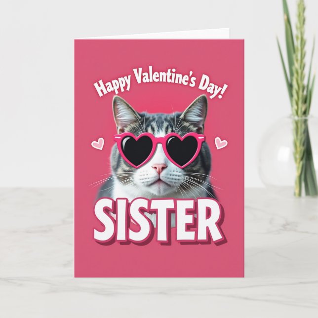 Joyeuse Saint-Valentin Carte Chat Sœur (Devant)