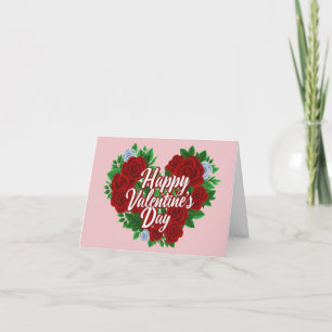 Joyeuse Saint-Valentin Carte Cœur de Roses Fleuris