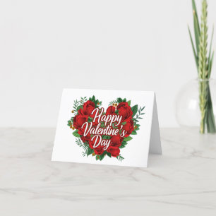 Joyeuse Saint-Valentin Carte Cœur de Roses Florale