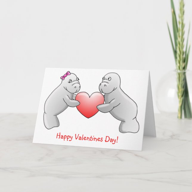 Joyeuse Saint Valentin - Carte d'amour Manatee (Devant)