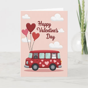 Joyeuse Saint-Valentin Carte de Bus Chat