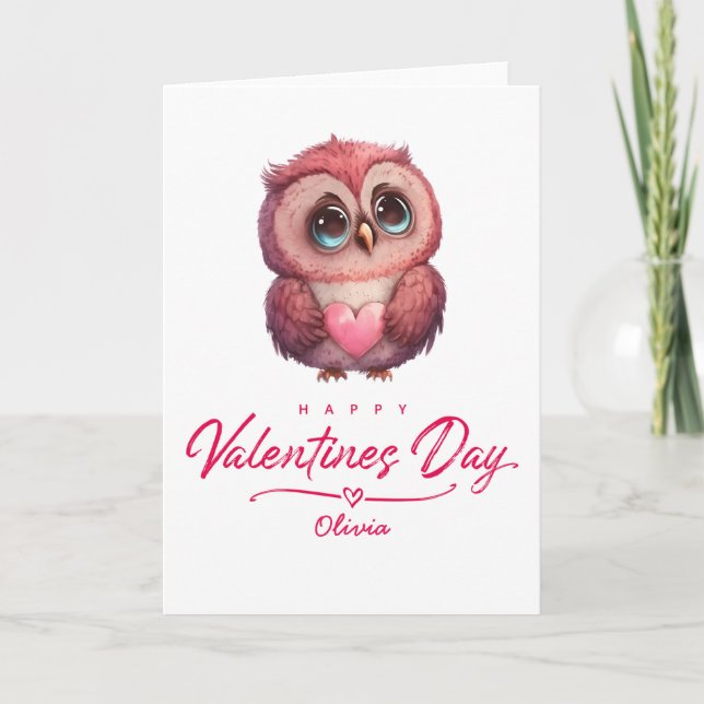 Joyeuse Saint-Valentin Carte de Chouette Mignonne (Devant)