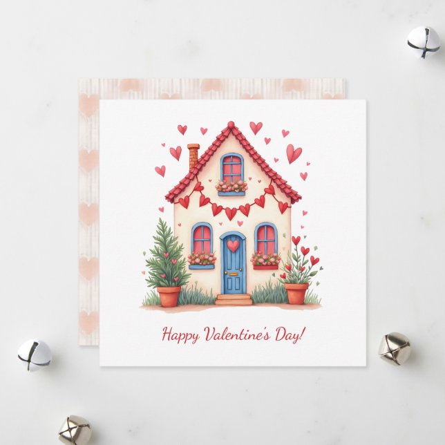 Joyeuse Saint-Valentin ! Carte de la Saint-Valenti (Devant/Arrière en situation)