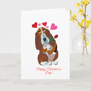 Joyeuse Saint-Valentin Carte de Vœux Basset Pliée