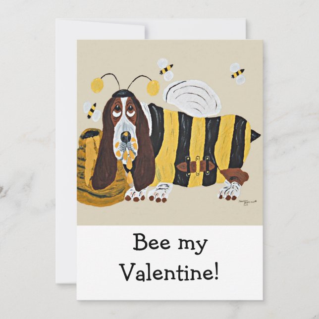 Joyeuse Saint-Valentin Carte de Vœux Basset Pliée (Devant)