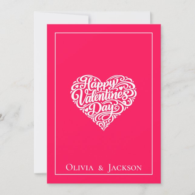 Joyeuse Saint-Valentin Carte de Vœux Design Cœur (Devant)
