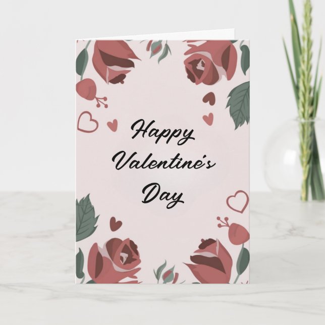 Joyeuse Saint-Valentin Carte Fleurie en Forme de C (Devant)