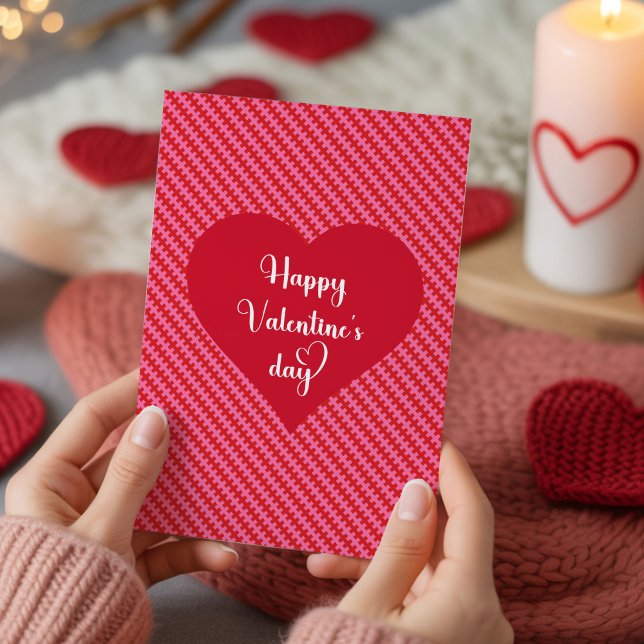 Joyeuse Saint-Valentin Carte Rose Cœurs Rouges Amo (Happy Valentine’s Day Pink Red Hearts Love Card)
