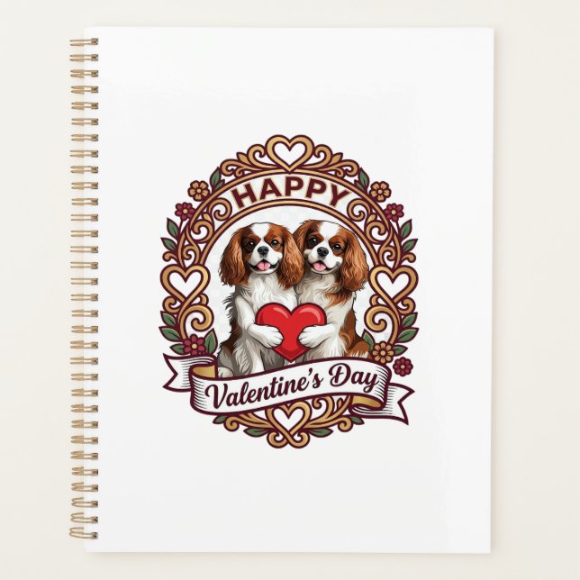 Joyeuse Saint-Valentin Chien Cadre Floral Cœur Rou (Devant)
