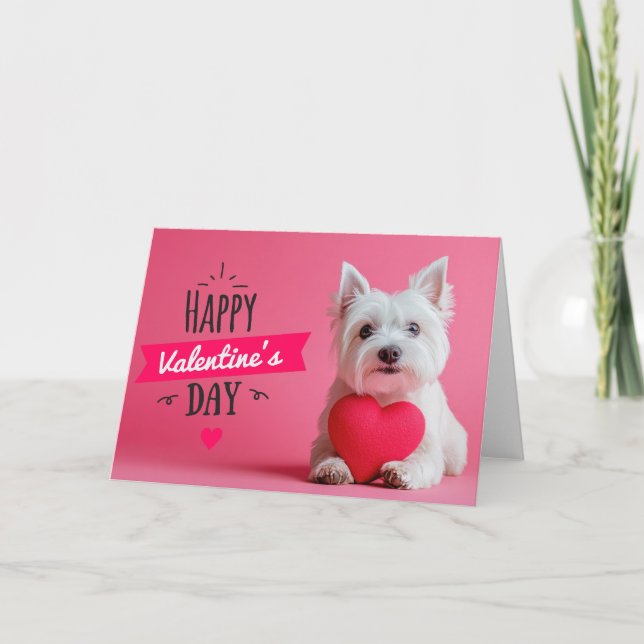 Joyeuse Saint-Valentin chien Carte de vacances pli (Devant)