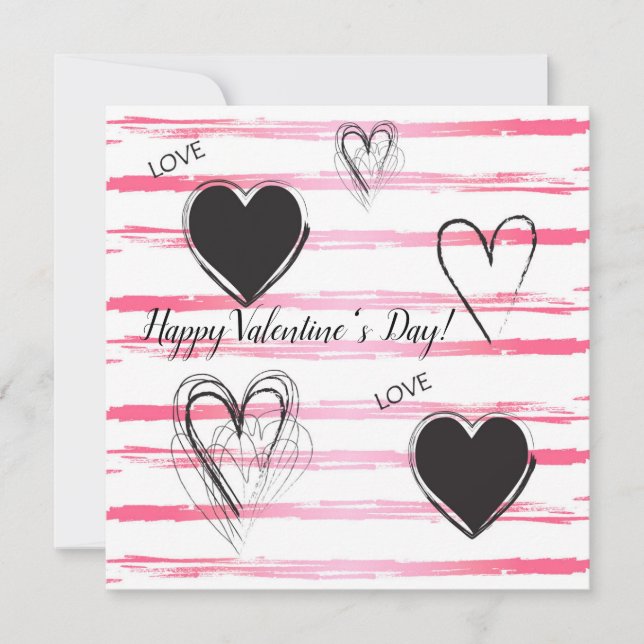 Joyeuse Saint-Valentin Élégante Carte de Vœux (Devant)