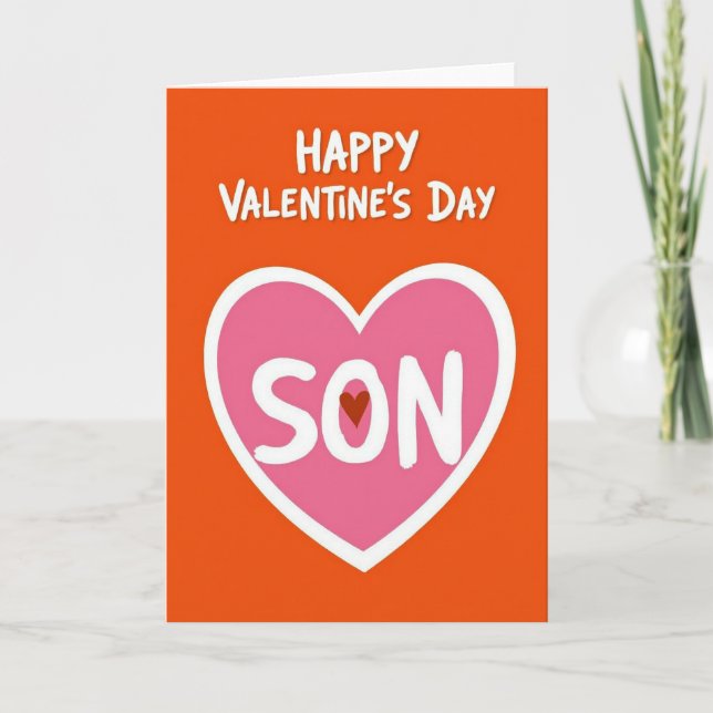 Joyeuse Saint-Valentin Fils Brosse Carte de Coeur (Devant)